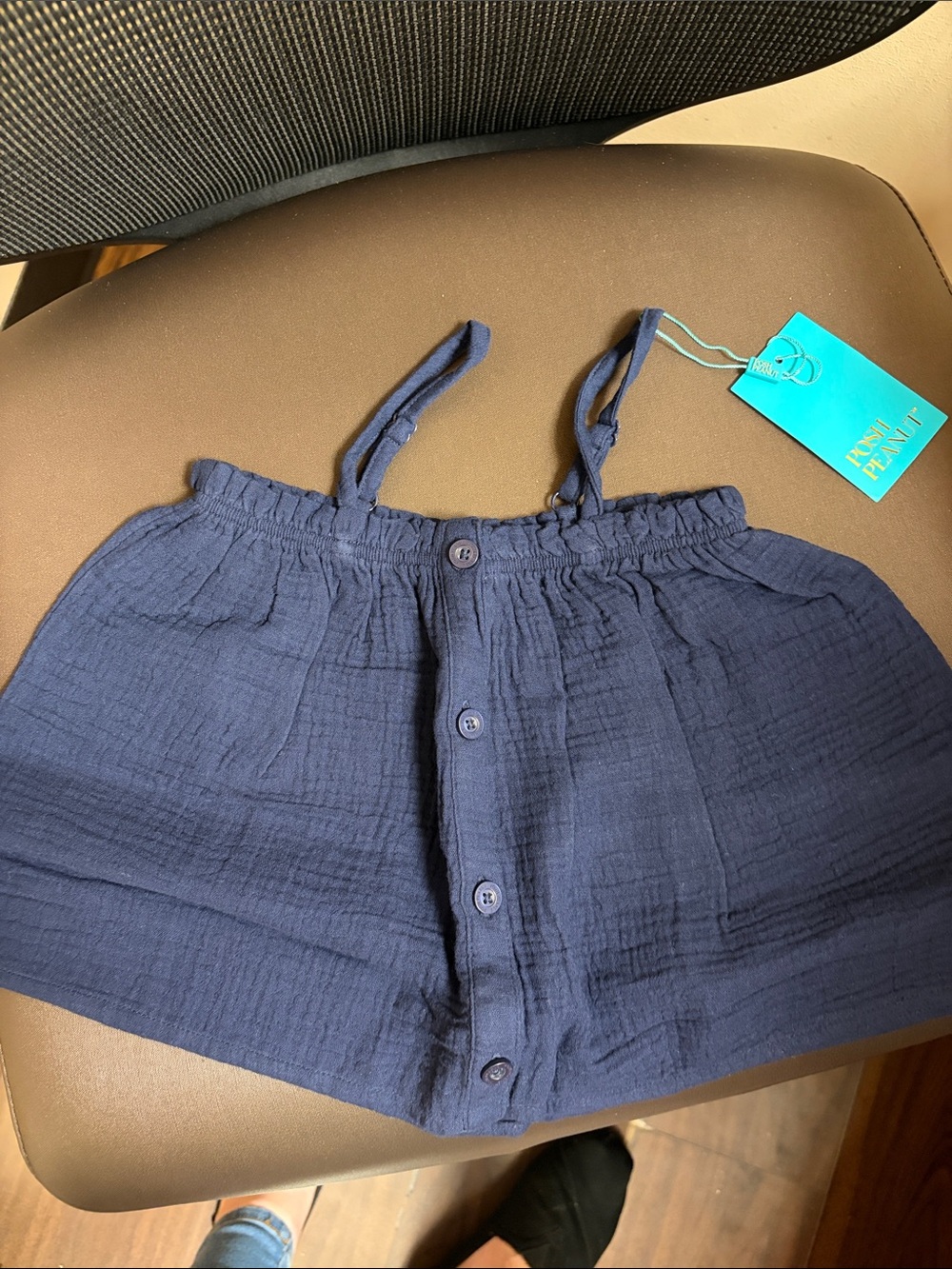 Posh Peanut - crinkle navy cami - 3-4T